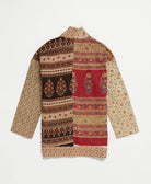 open front quilted jacket made from upcycled saris by artisans in India