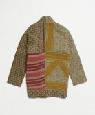 open front quilted jacket made from upcycled saris by artisans in India