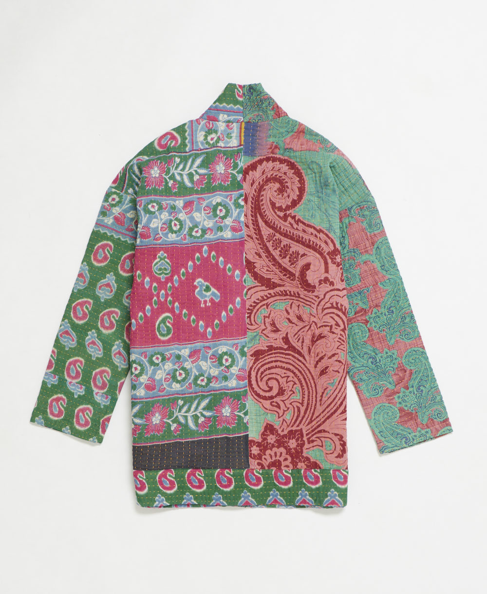 handmade open front cocoon quilted jacket