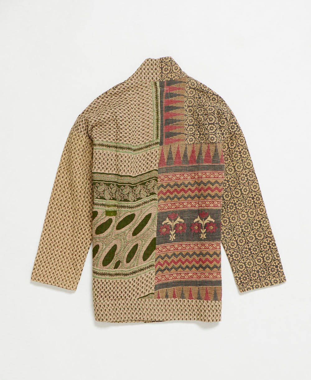 handmade open front cocoon quilted jacket