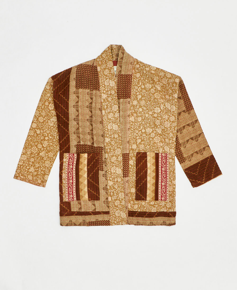 handmade open front cocoon quilted jacket