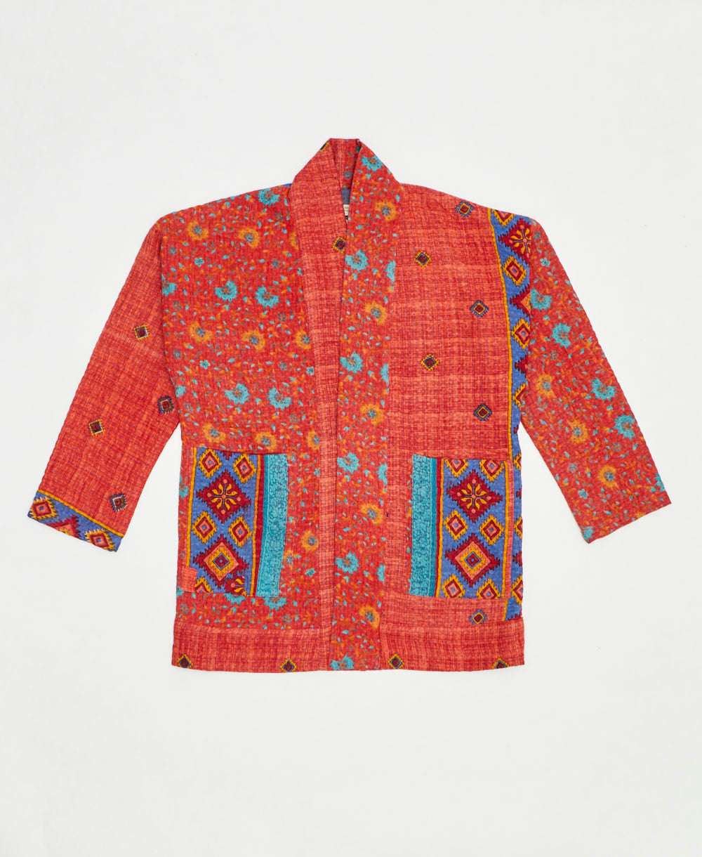 handmade open front cocoon quilted jacket