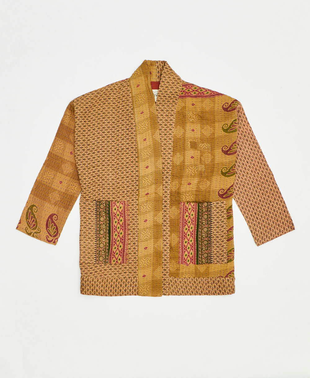 handmade open front cocoon quilted jacket