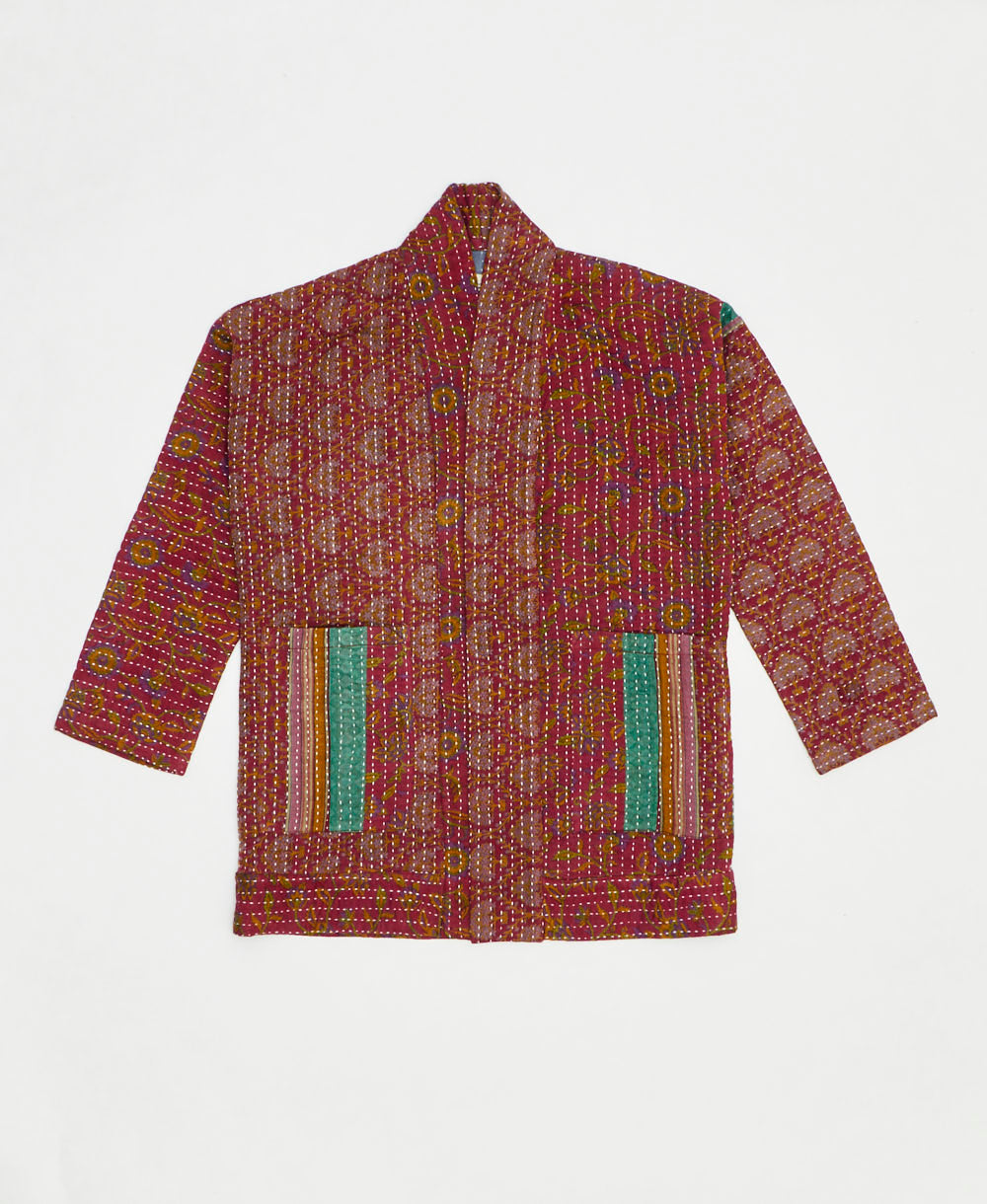 handmade open front cocoon quilted jacket