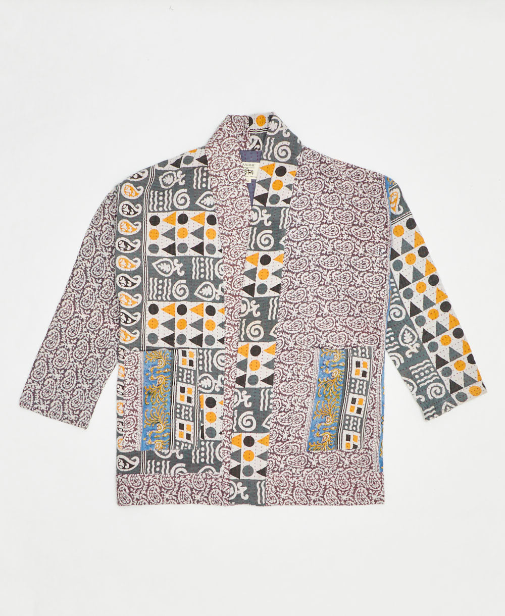 handmade open front cocoon quilted jacket