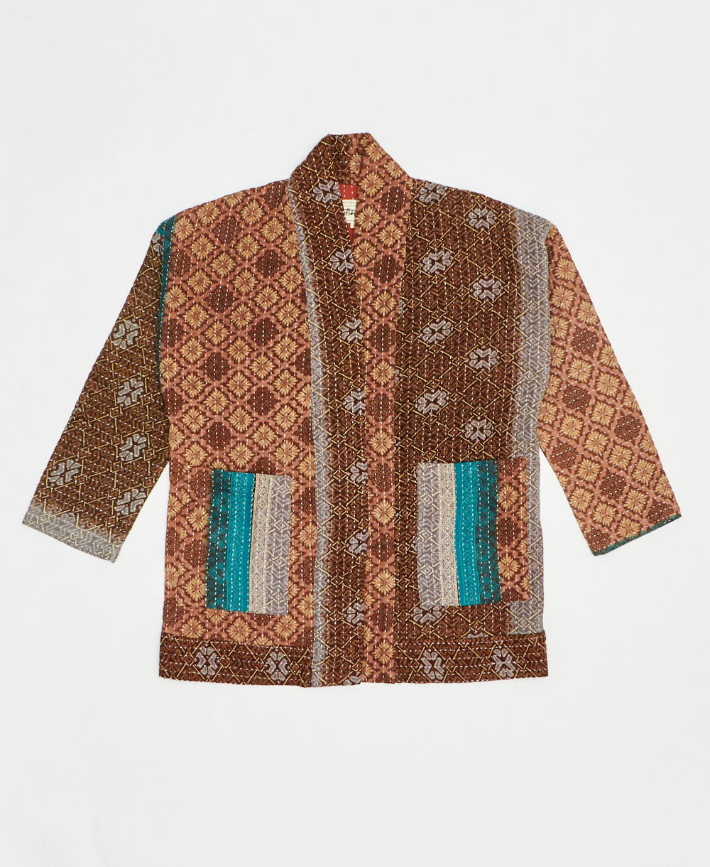 handmade open front cocoon quilted jacket