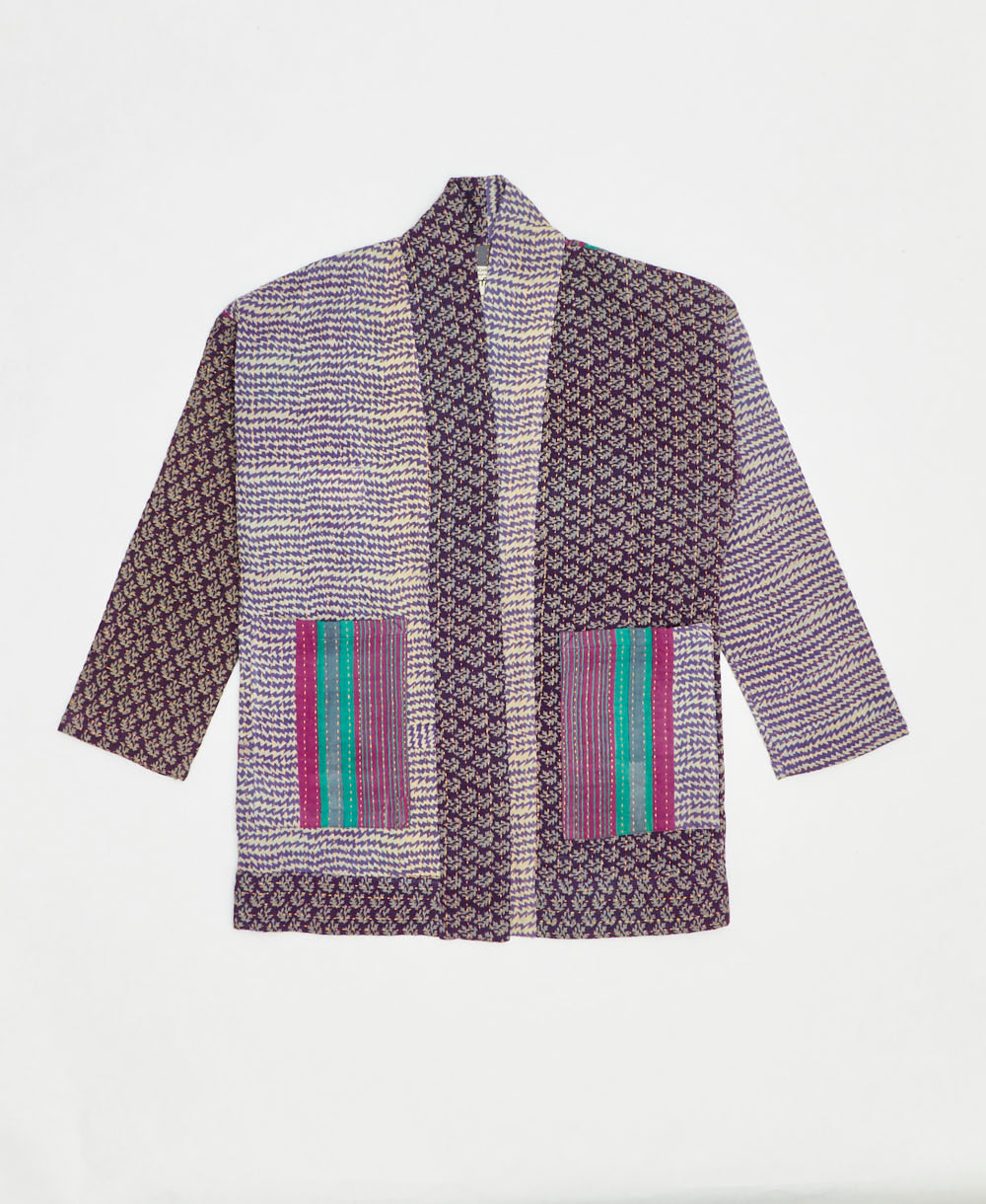 handmade open front cocoon quilted jacket