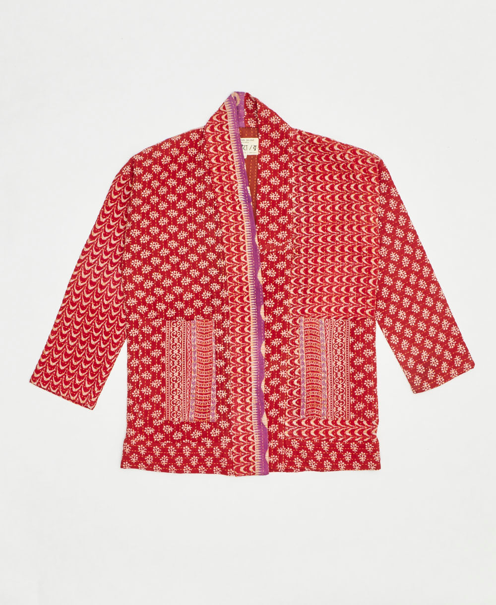 handmade open front cocoon quilted jacket
