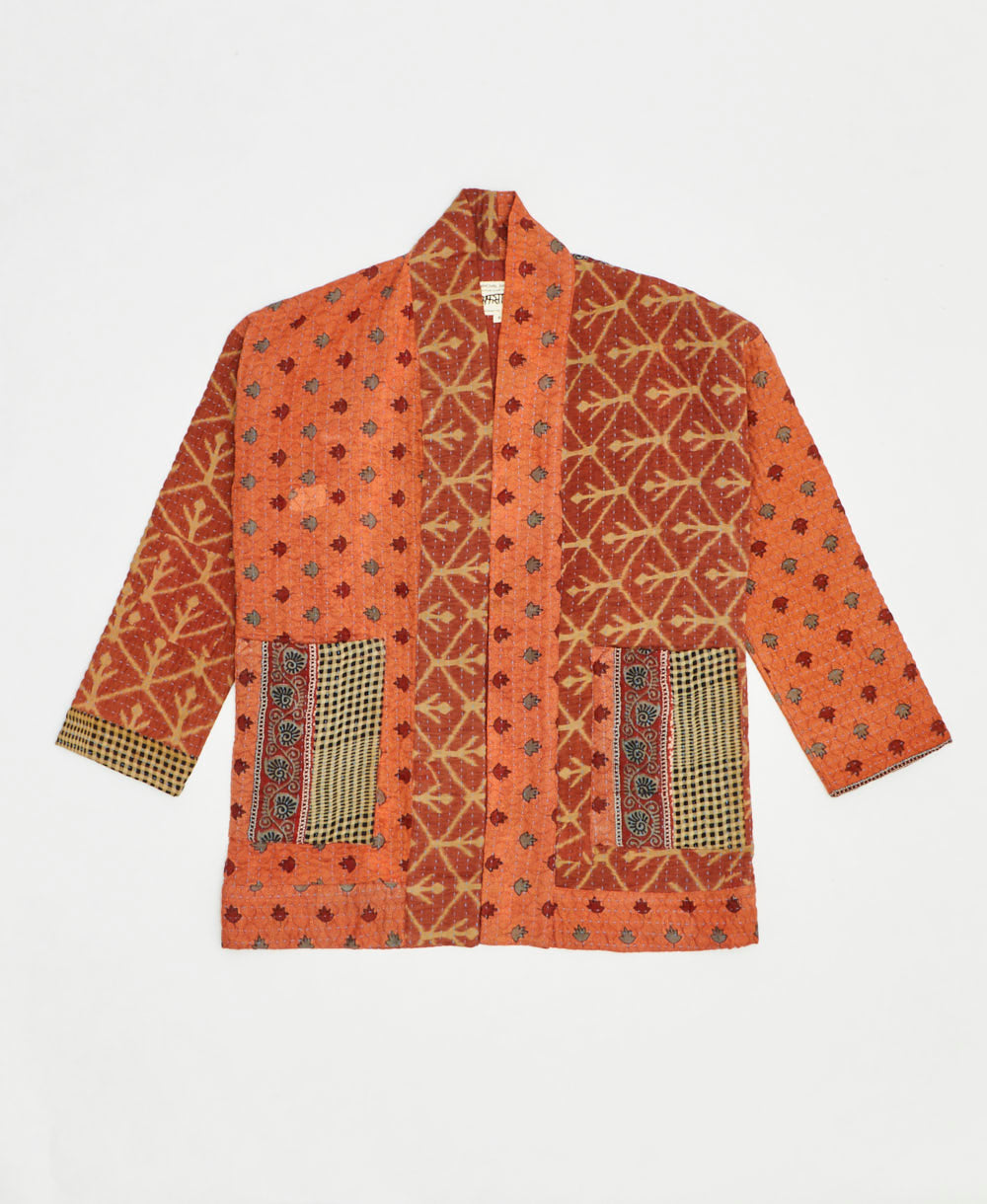 handmade open front cocoon quilted jacket
