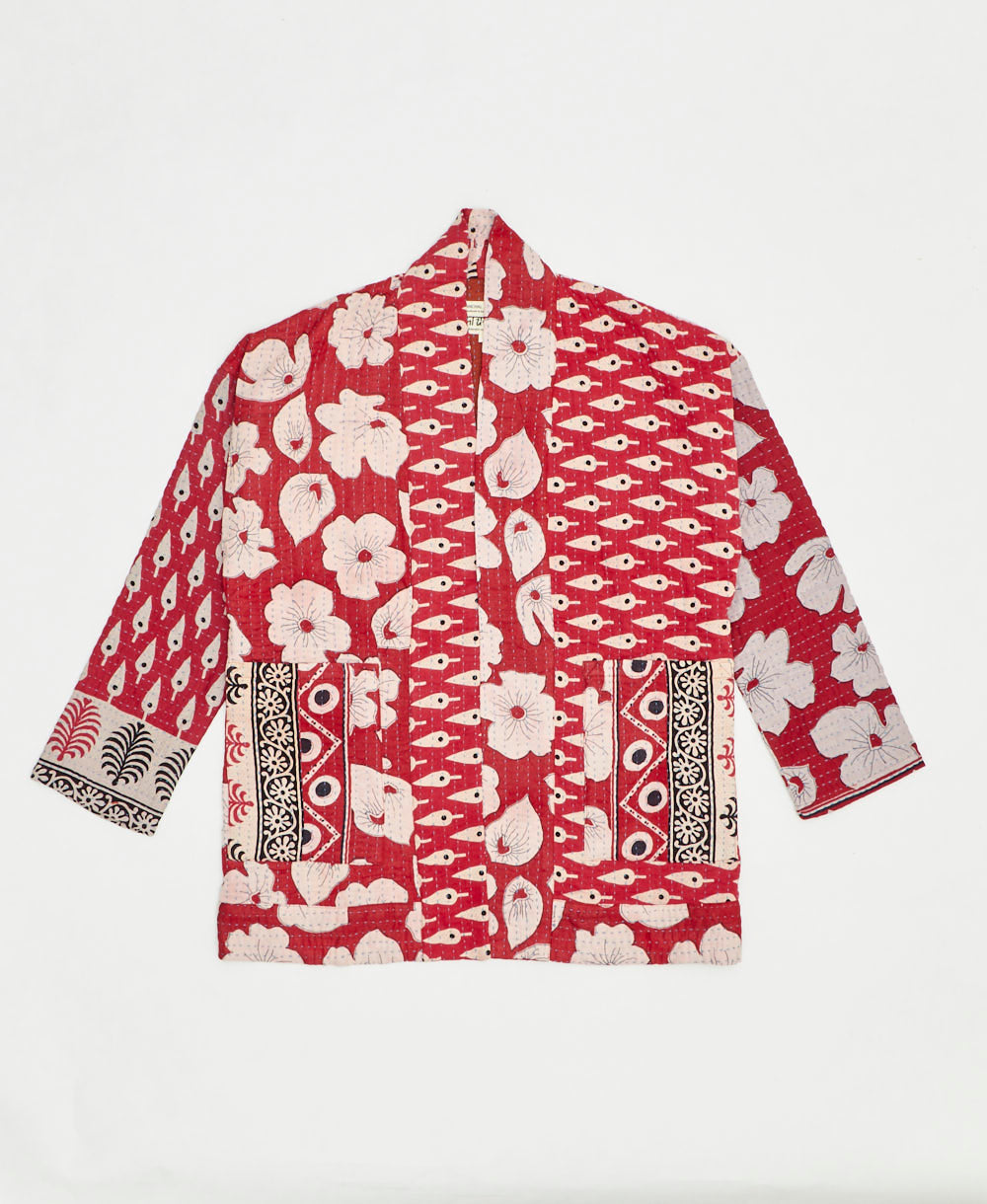handmade open front cocoon quilted jacket