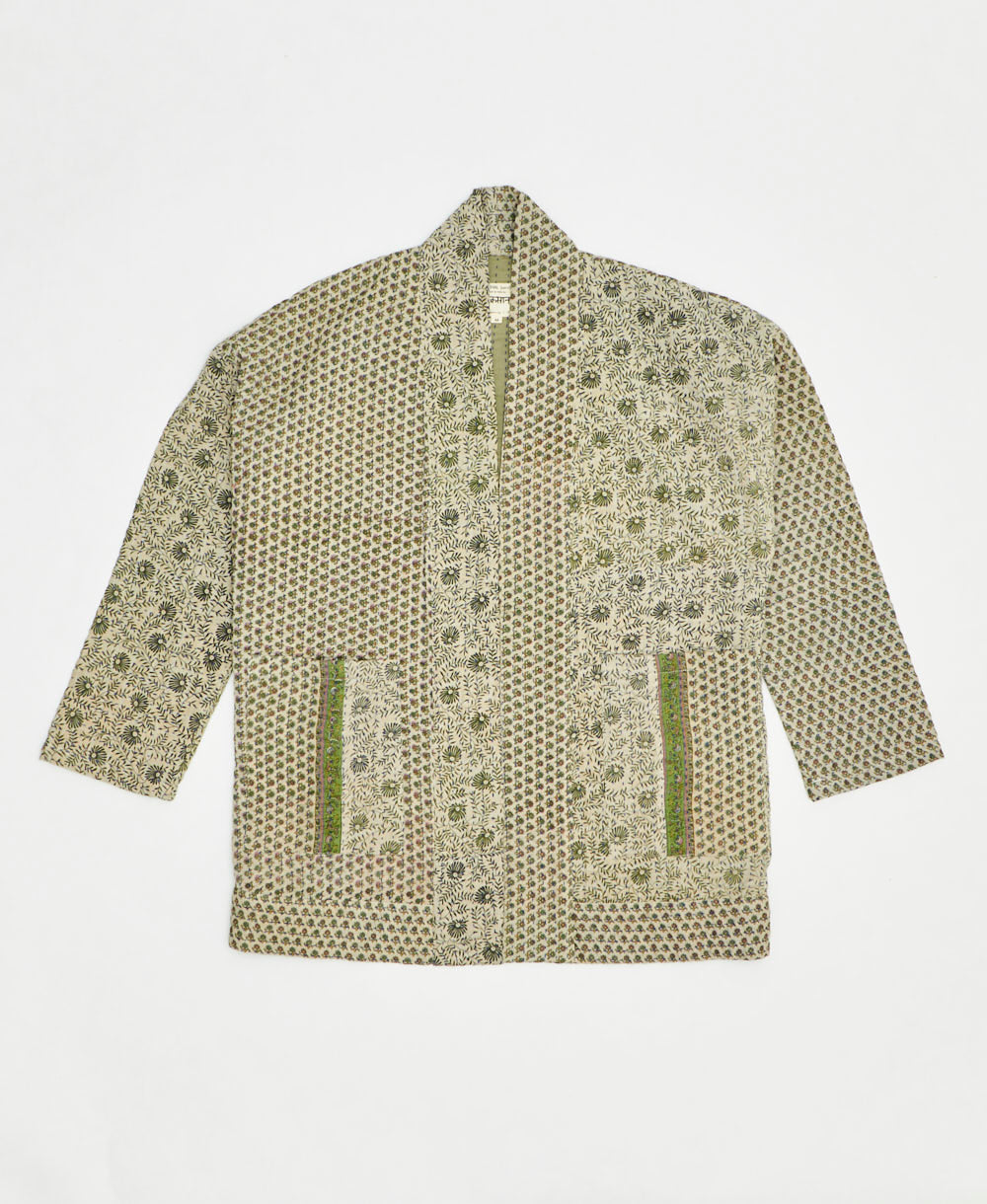 handmade open front cocoon quilted jacket