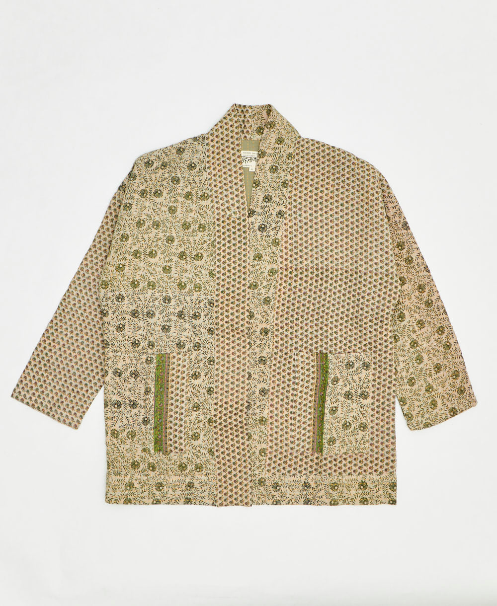 handmade open front cocoon quilted jacket