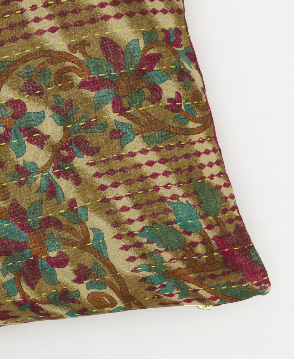 kantha embroidery on small throw pillow