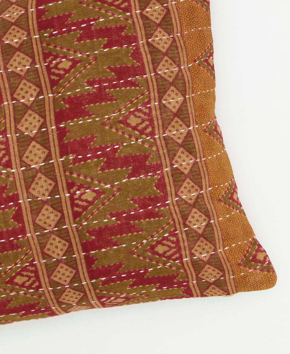 kantha embroidery on small throw pillow