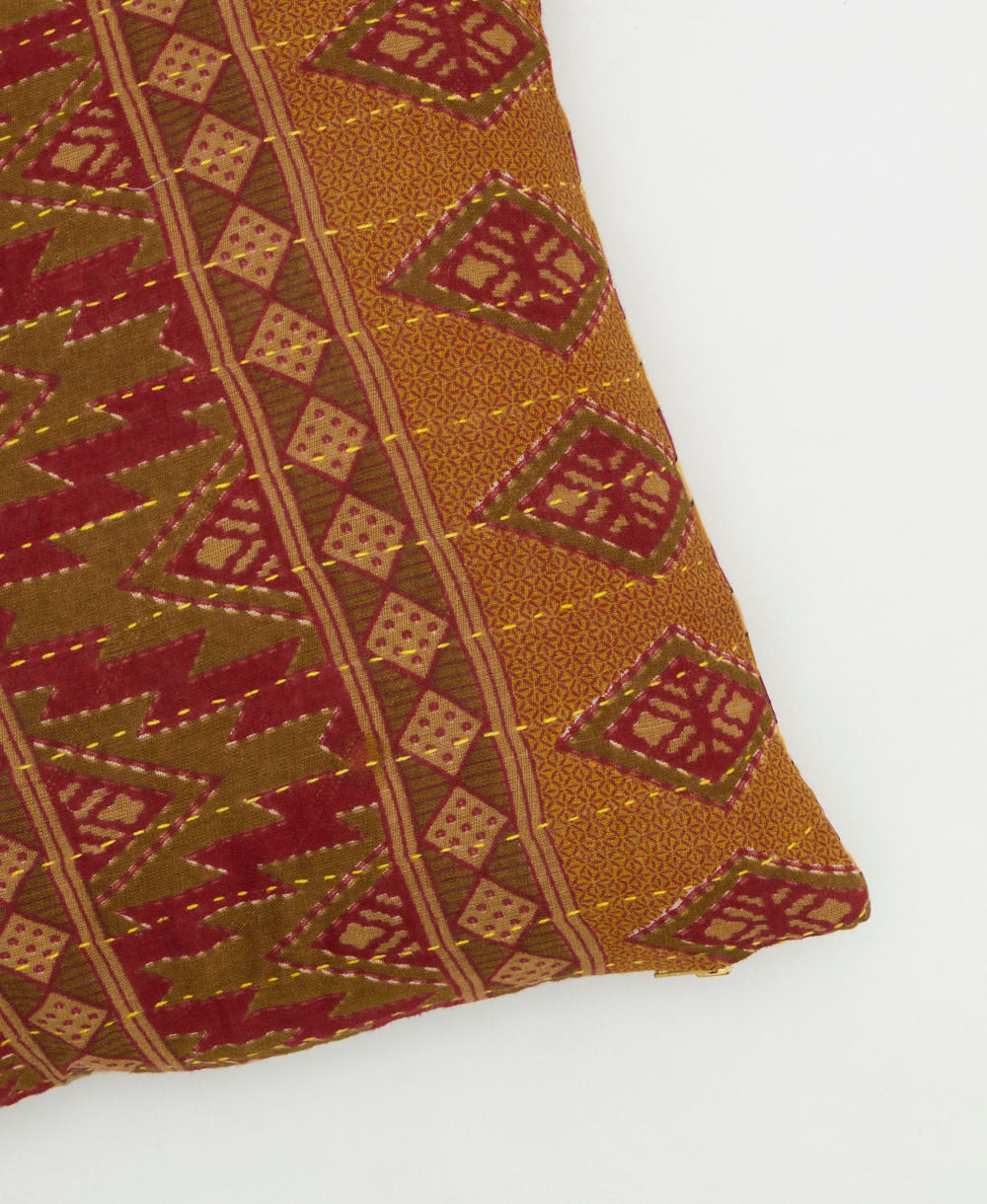 kantha embroidery on small throw pillow