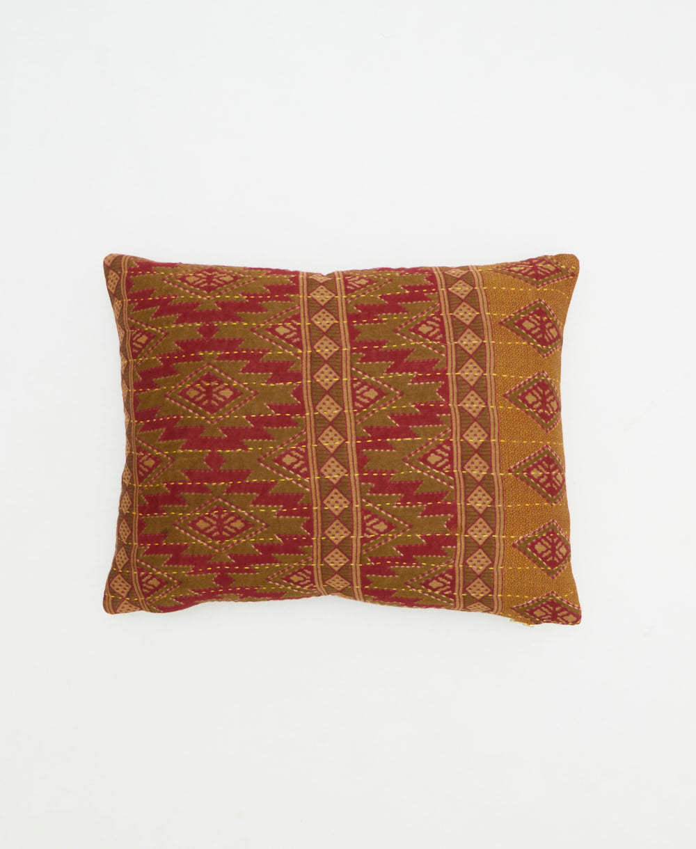small pillow handmade in India from vintage cotton fabrics