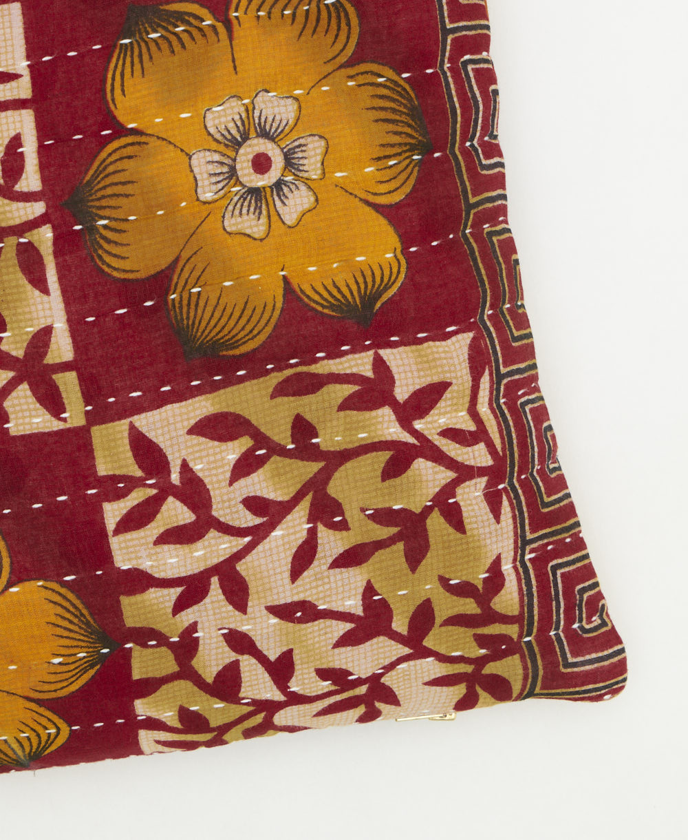 kantha embroidery on small throw pillow