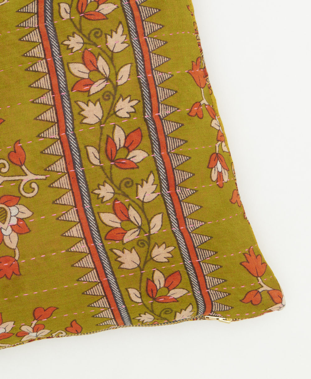 kantha embroidery on small throw pillow