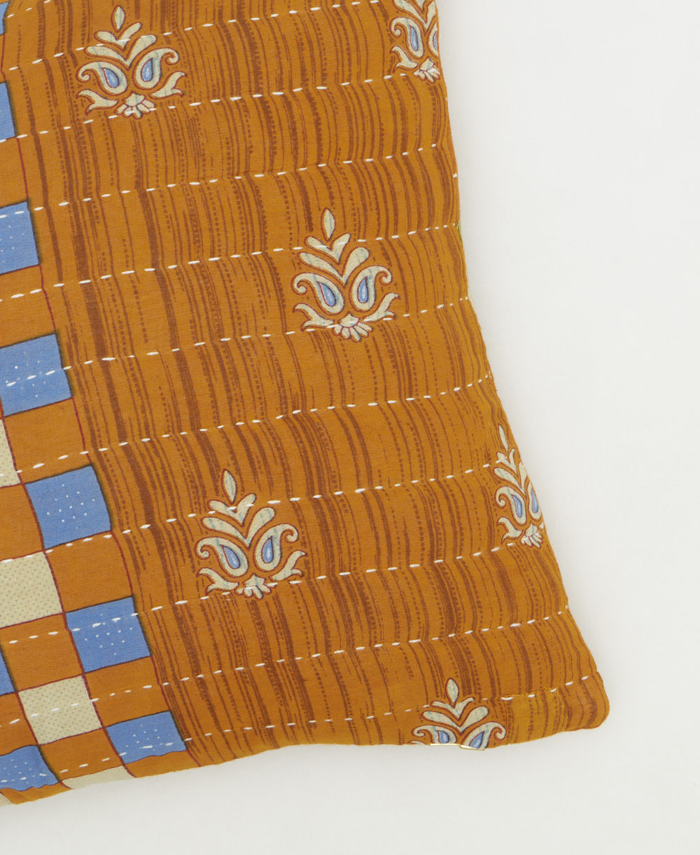 kantha embroidery on small throw pillow