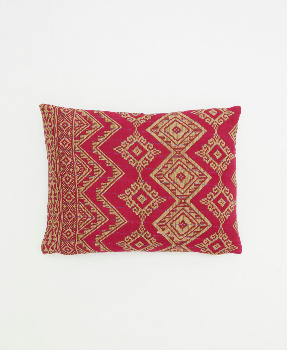 small pillow handmade in India from vintage cotton fabrics