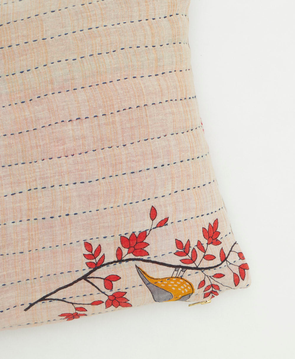 kantha embroidery on small throw pillow