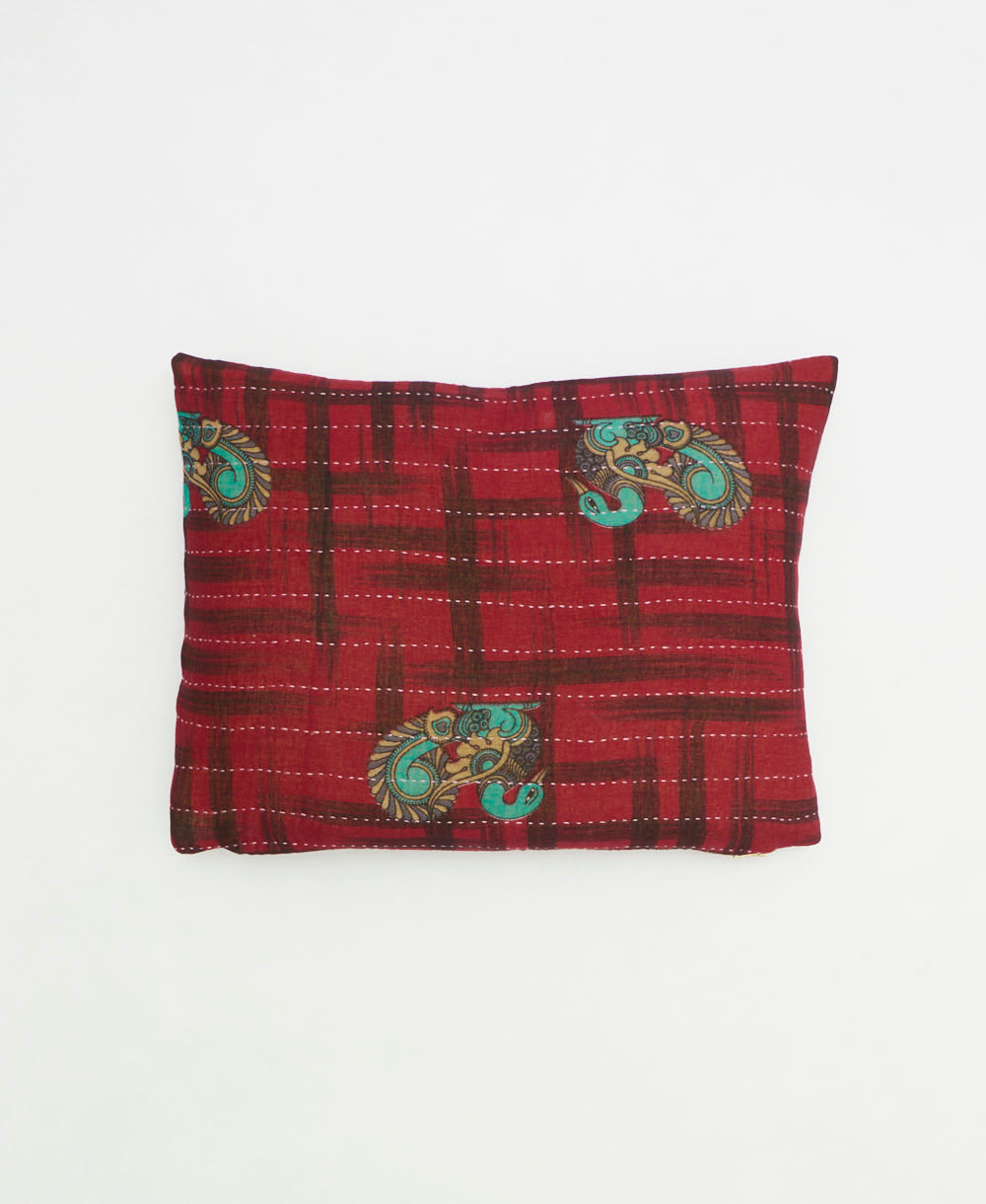 small pillow handmade in India from vintage cotton fabrics
