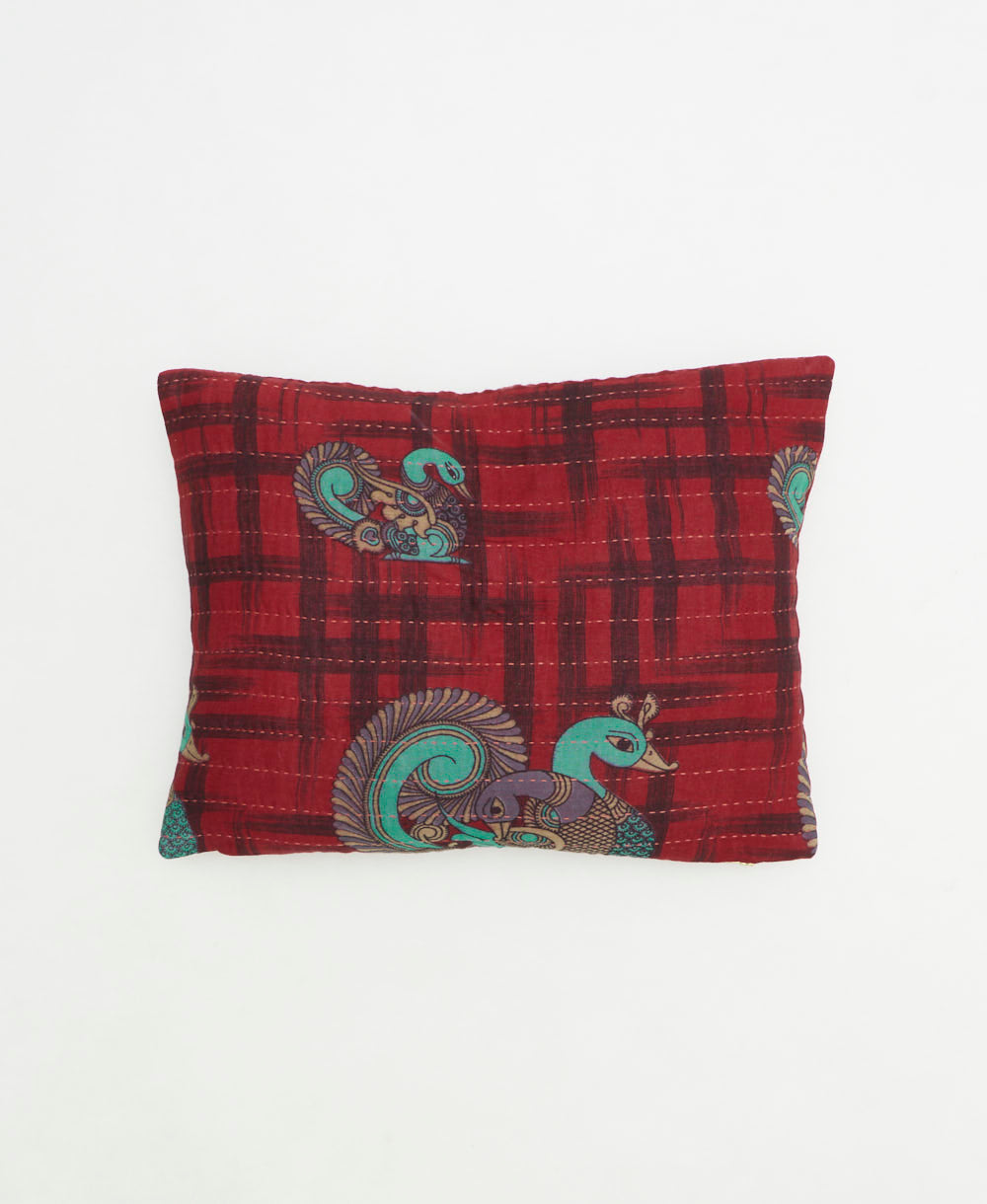 small pillow handmade in India from vintage cotton fabrics