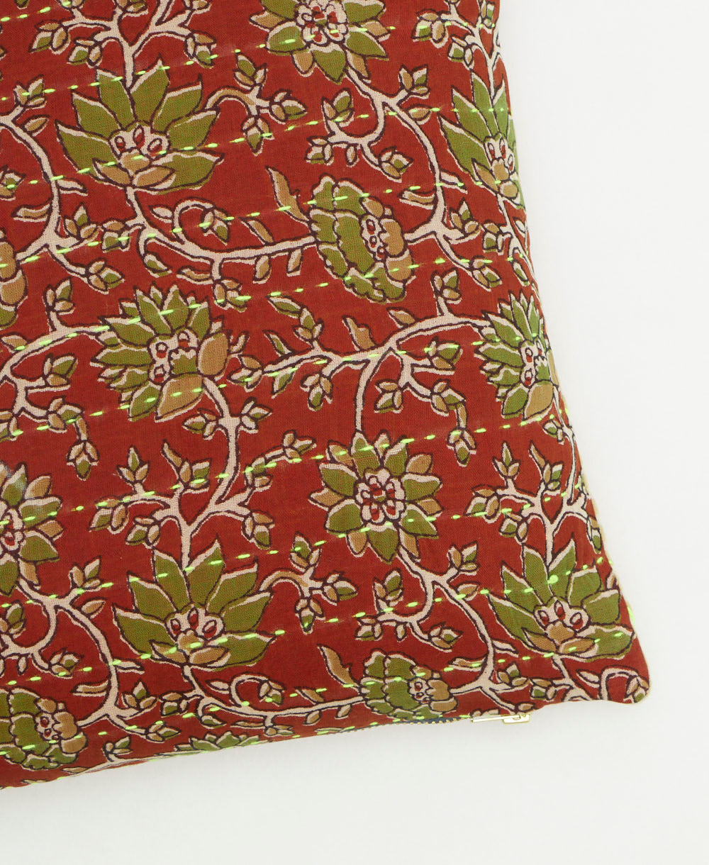 kantha embroidery on small throw pillow