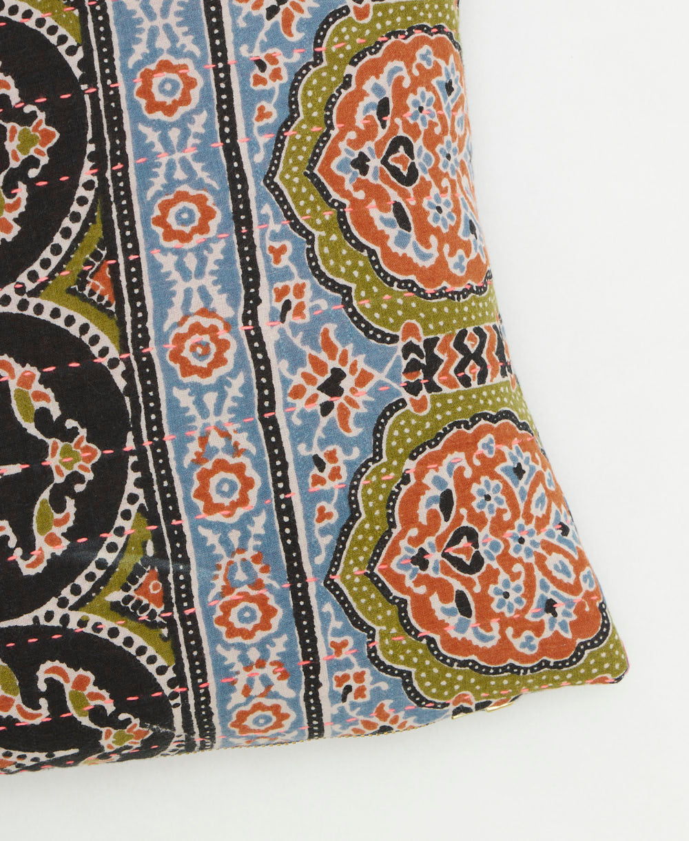 kantha embroidery on small throw pillow