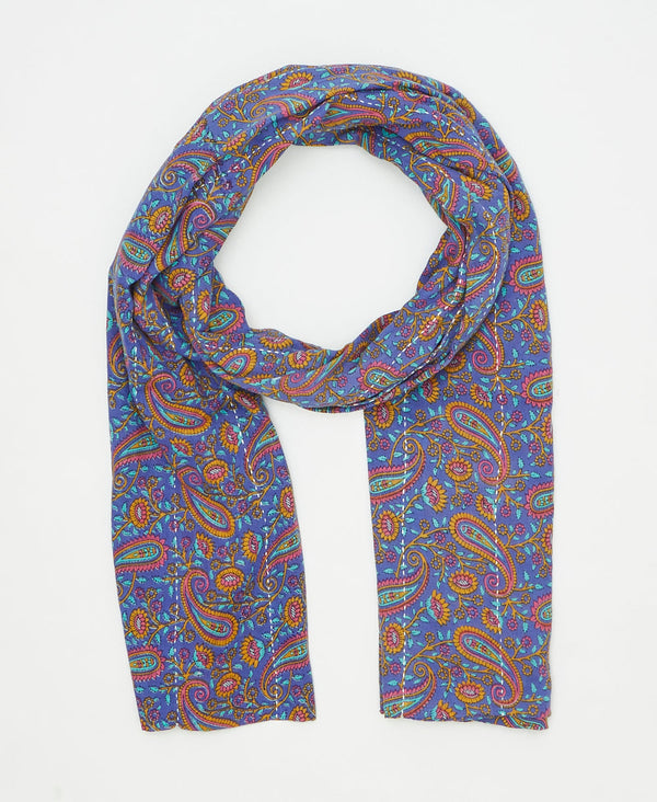 one-of-a-kind purple and orange paisley print vintage kantha scarf perfect
for all seasons