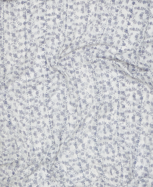 Handmade lavender floral print vintage kantha scarf