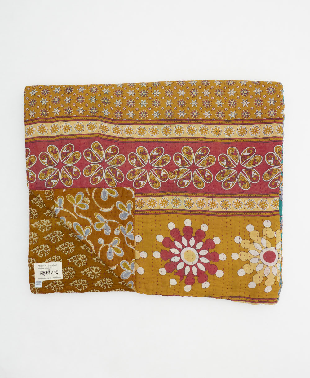quilted throw in king size handmade in India by Anchal artisans