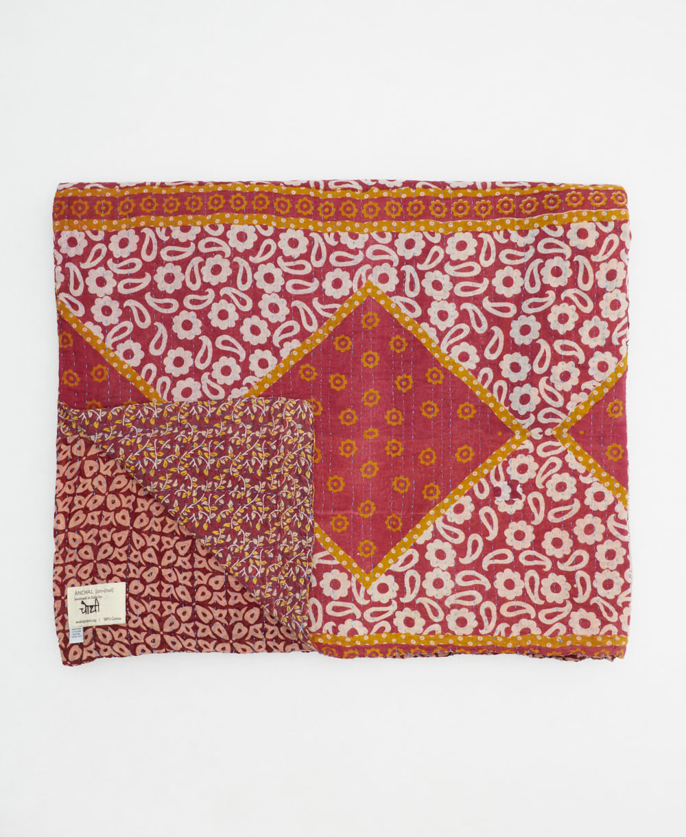 quilted throw in king size handmade in India by Anchal artisans
