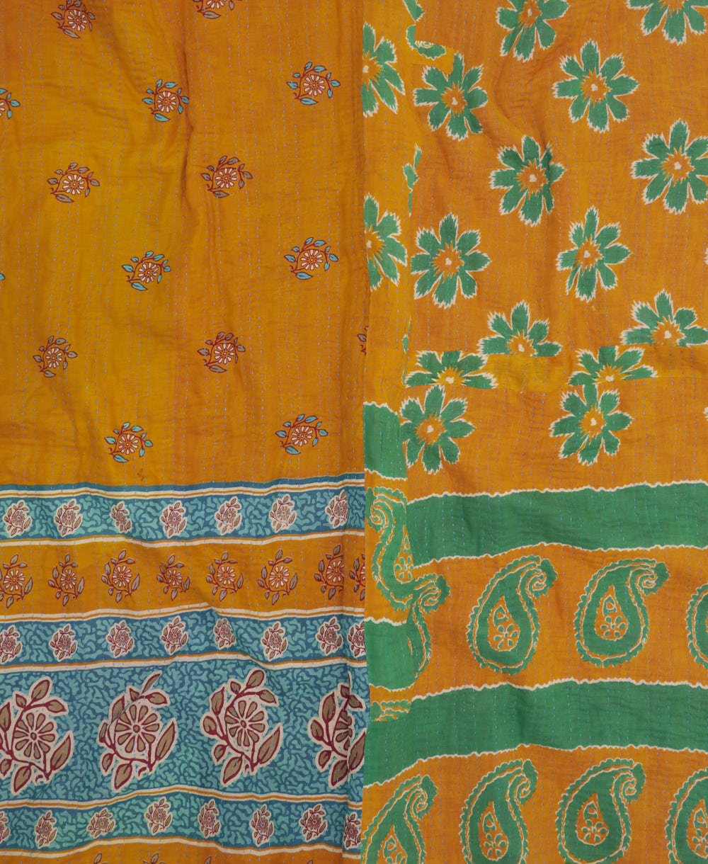soft king kantha blanket made from upcycled vintage cotton saris