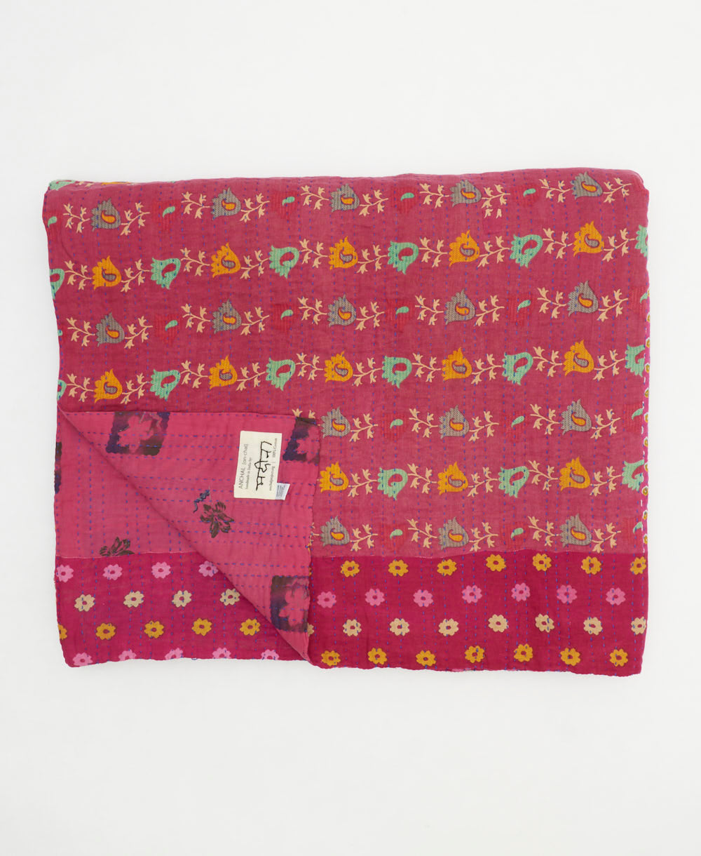 quilted throw in king size handmade in India by Anchal artisans