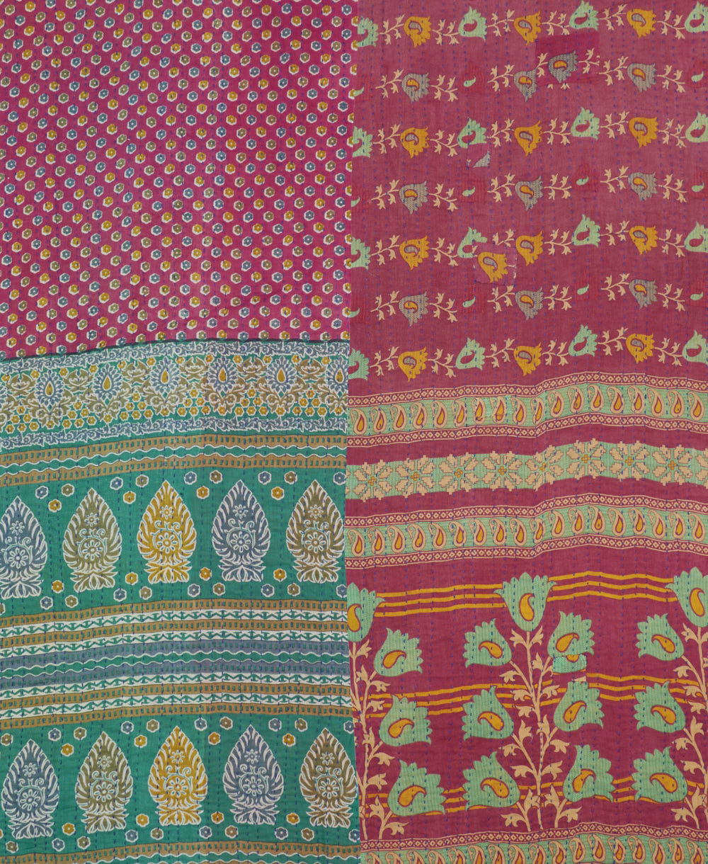 soft king kantha blanket made from upcycled vintage cotton saris
