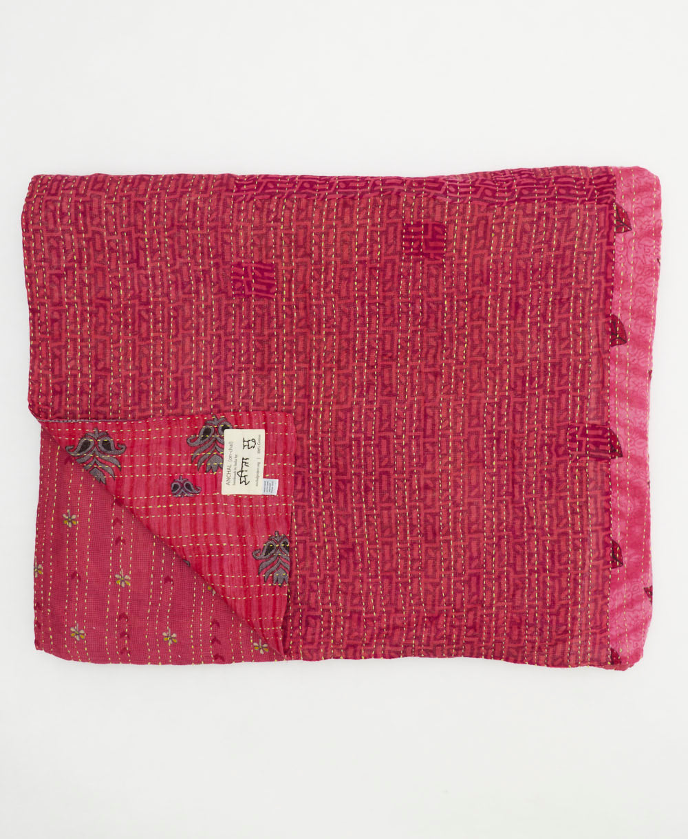 quilted throw in king size handmade in India by Anchal artisans
