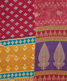 quilted king kantha quilt handmade in India from eco-friendly upcycled vintage cotton saris for a one-of-a-kind quilt
