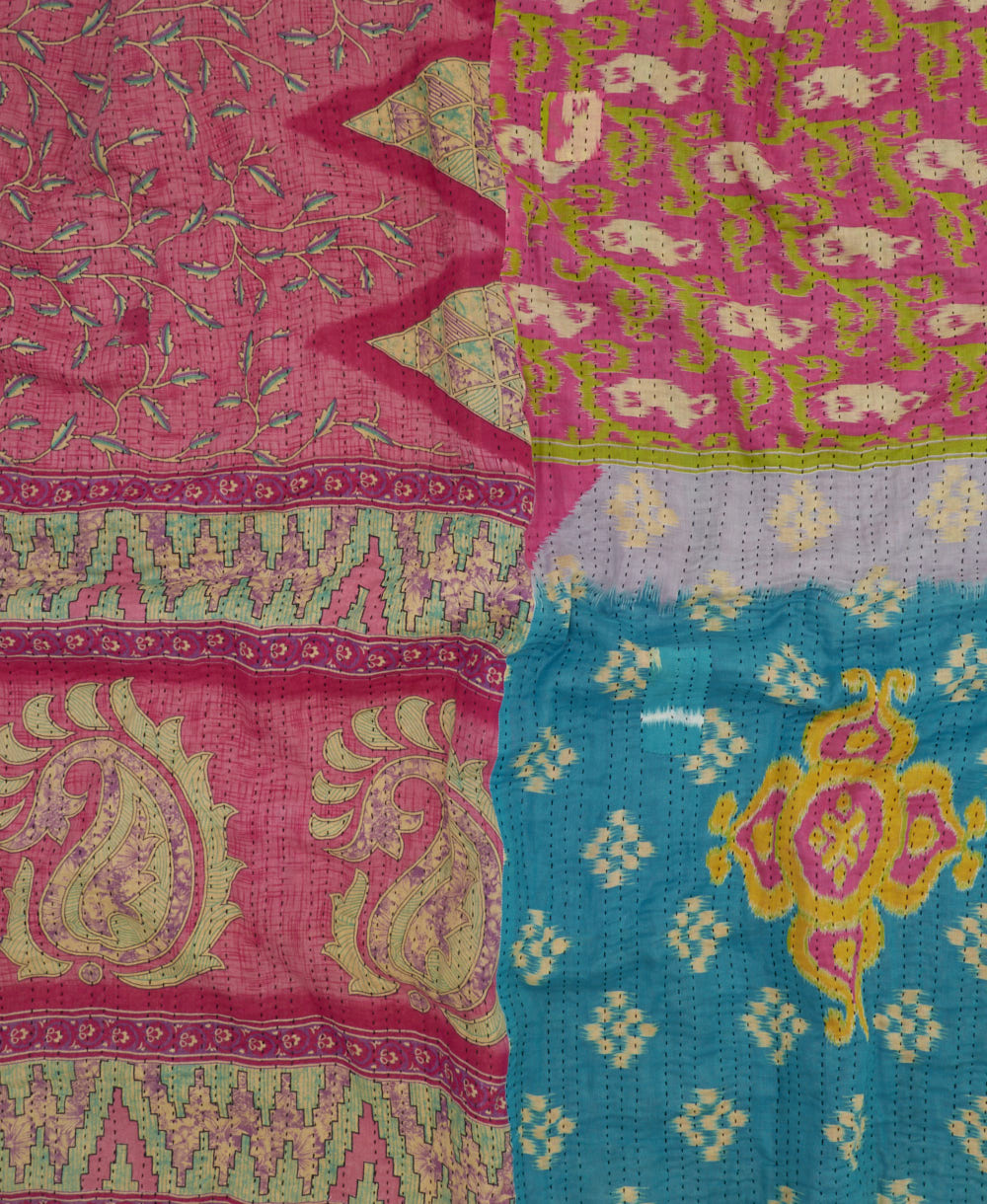 soft king kantha blanket made from upcycled vintage cotton saris