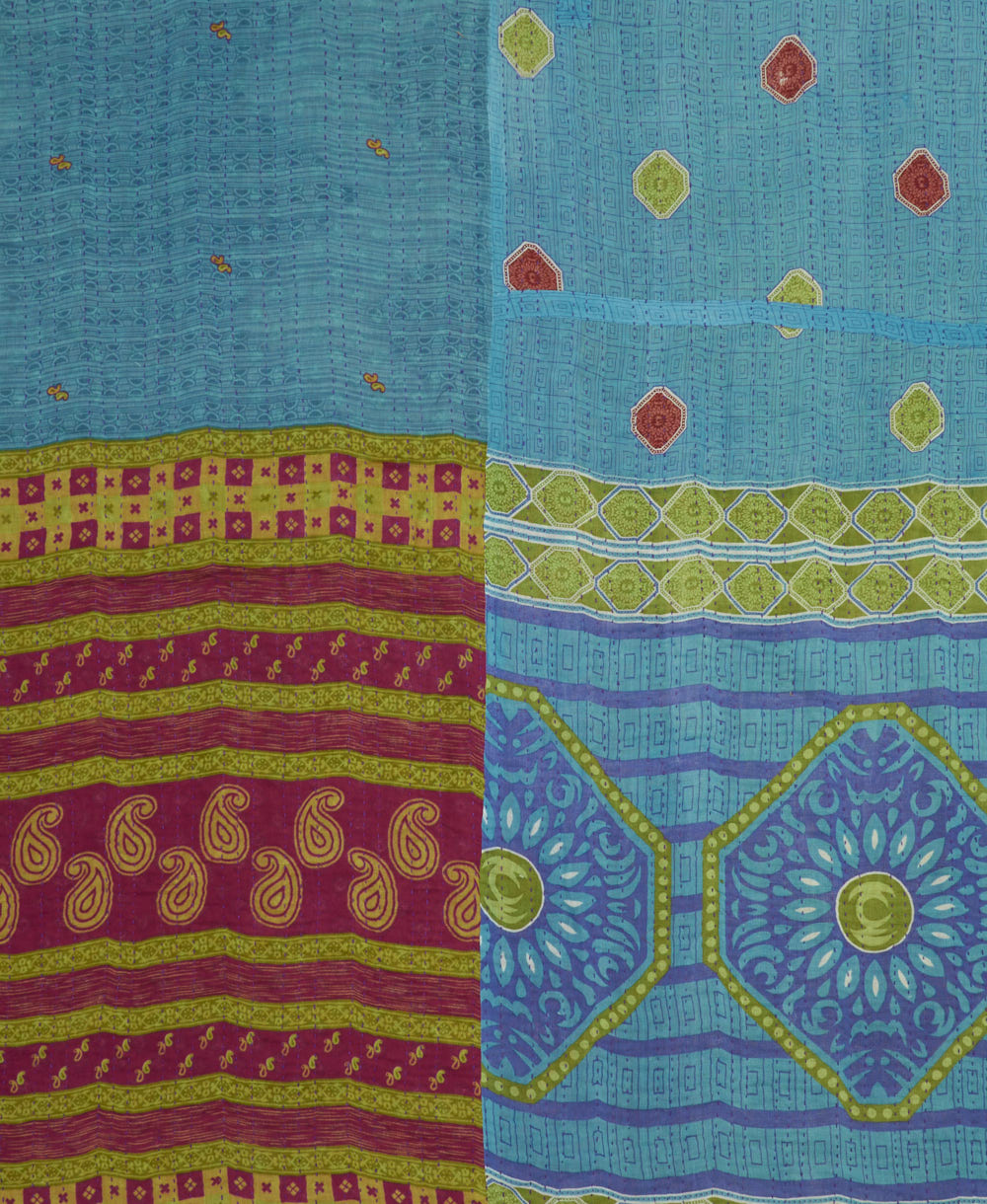 soft king kantha blanket made from upcycled vintage cotton saris