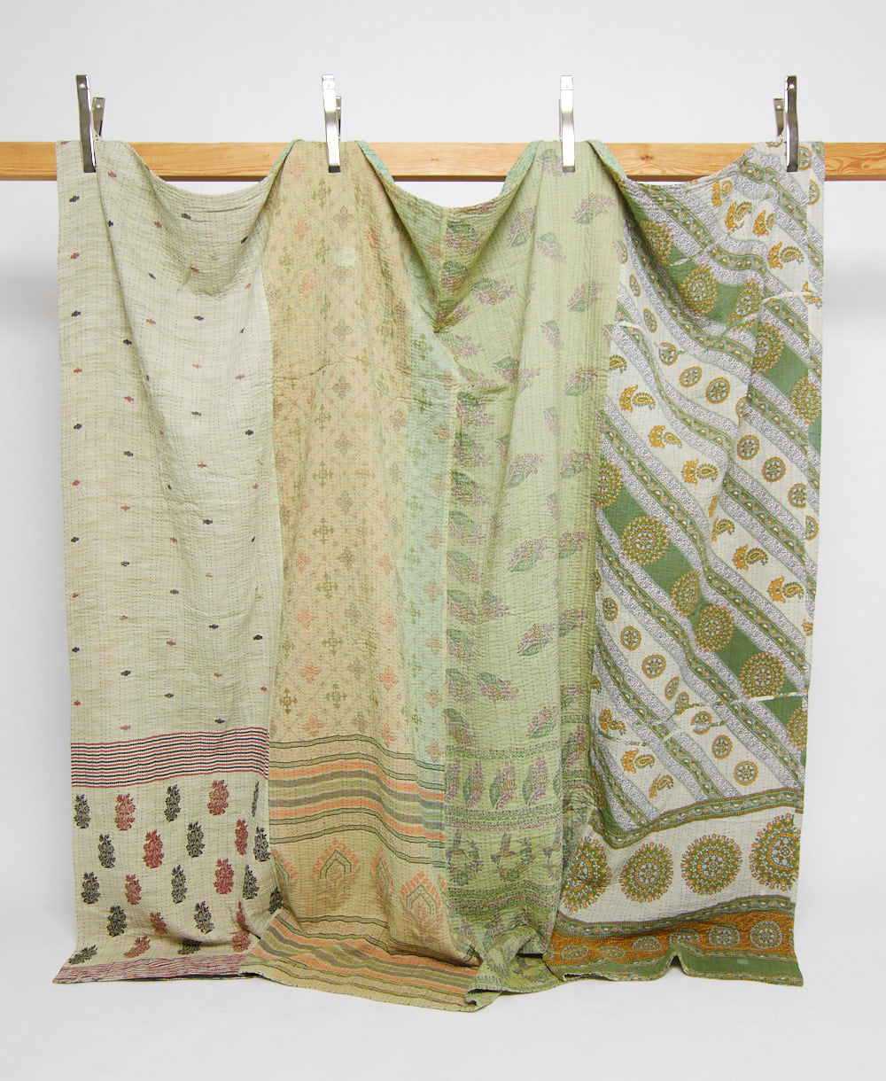king kantha quilt in a bold pattern handmade in India