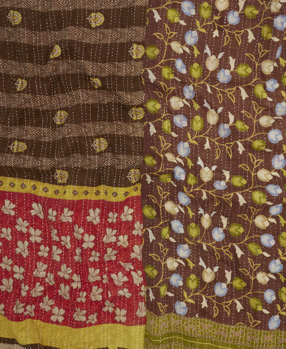 soft king kantha blanket made from upcycled vintage cotton saris