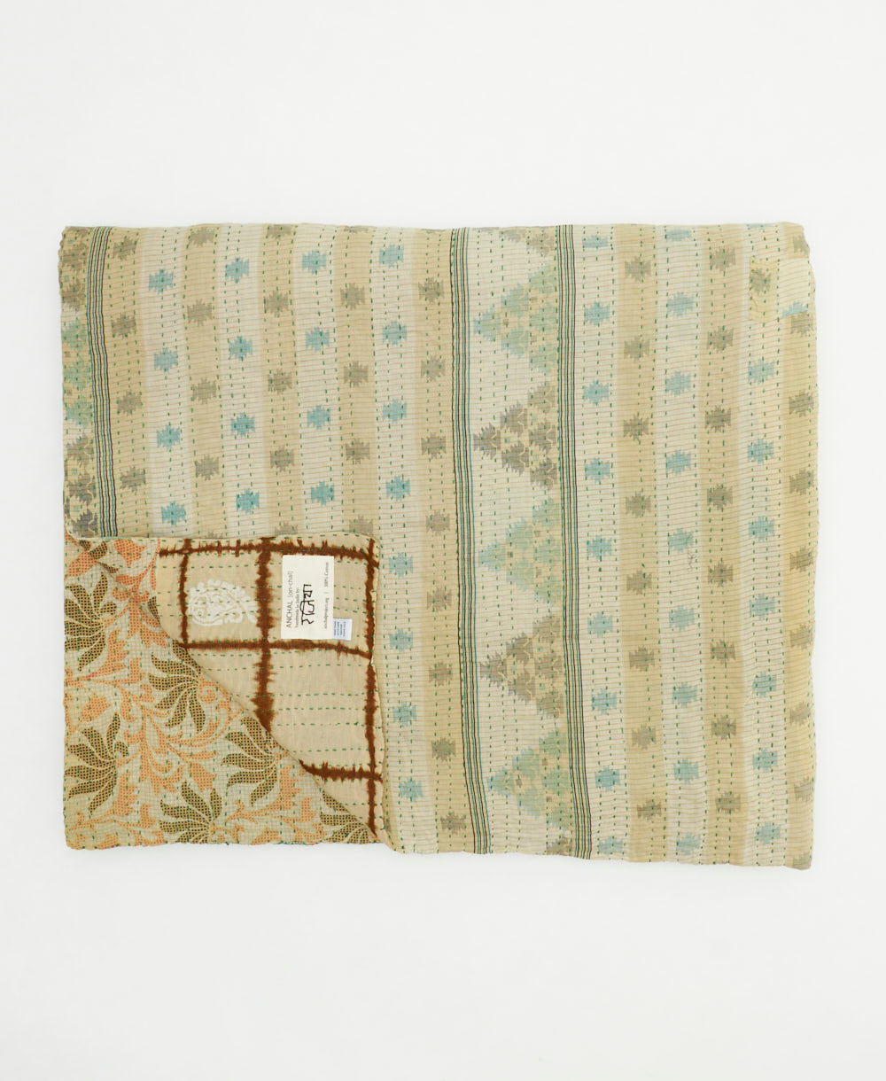 quilted throw in king size handmade in India by Anchal artisans