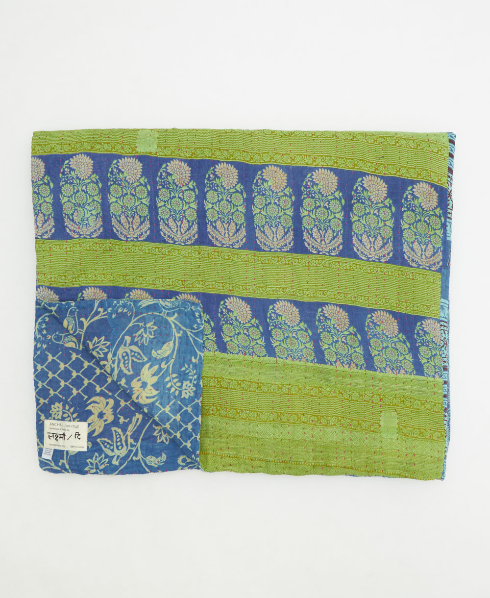 soft king kantha blanket made from upcycled vintage cotton saris