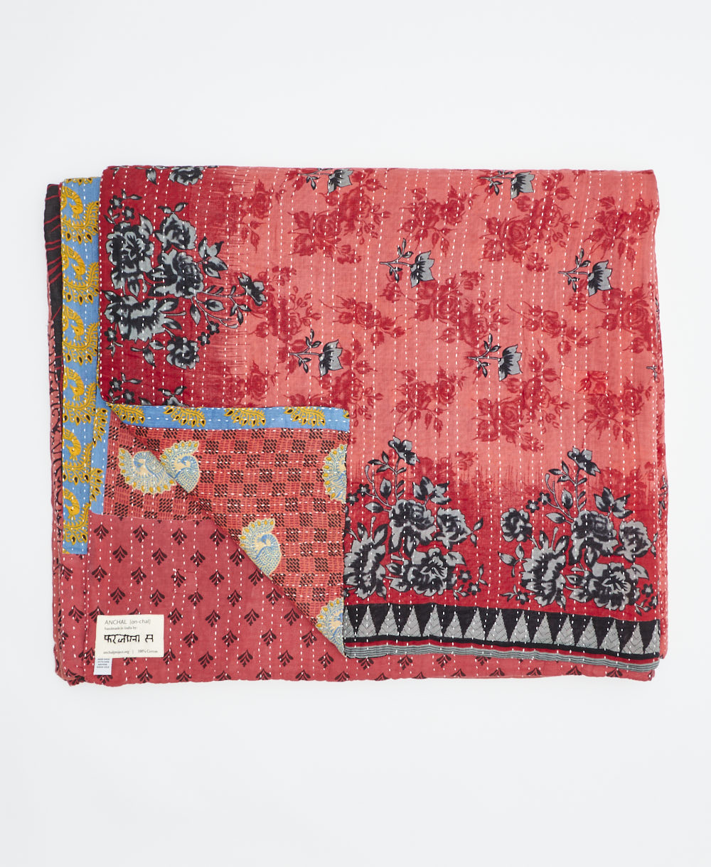 soft king kantha blanket made from upcycled vintage cotton saris