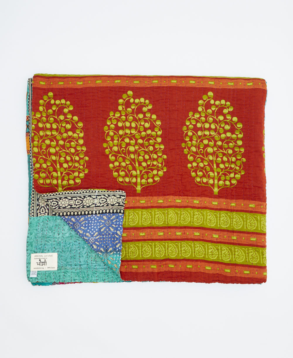 soft king kantha blanket made from upcycled vintage cotton saris