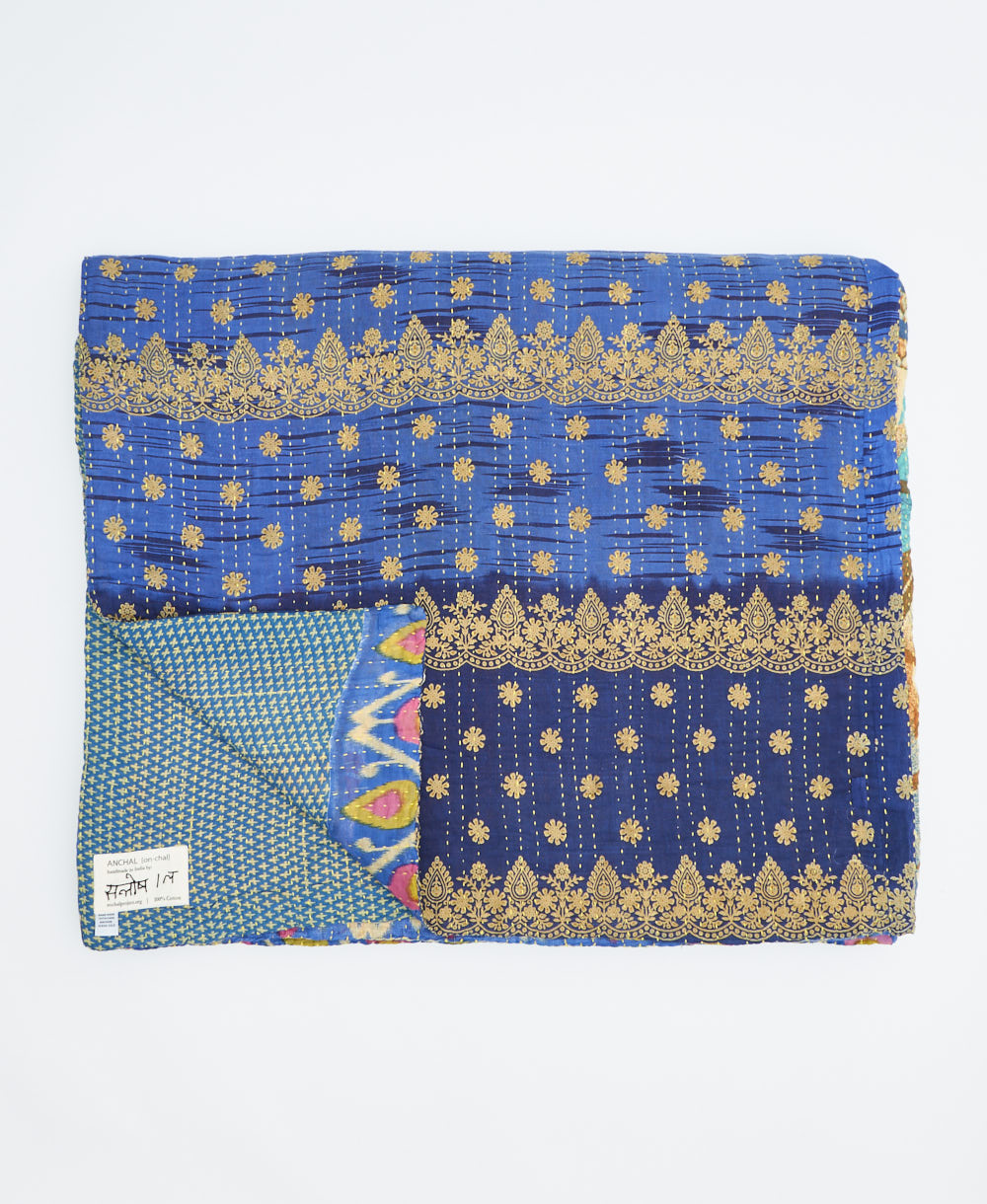 soft king kantha blanket made from upcycled vintage cotton saris