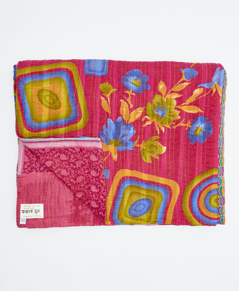 soft king kantha blanket made from upcycled vintage cotton saris