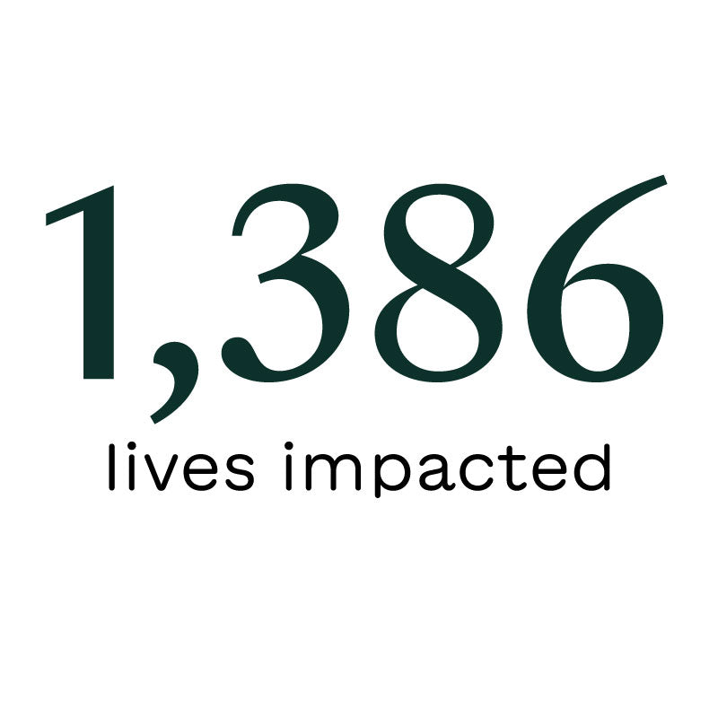 text reading 1,386 lives impacted