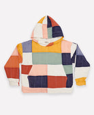 checkered quilted hoodie in rainbow colors handmade in India from 100% organic cotton